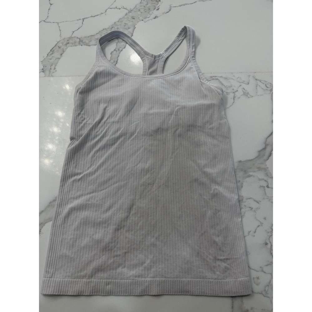 Lululemon Tank Top Womens 4 Gray Ribbed Racerback Built In Bra Athletic Yoga
